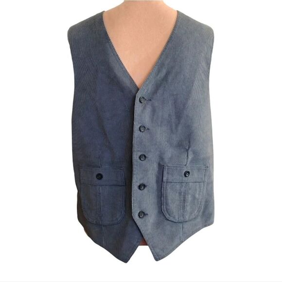 Levi's 70s Wildfire Sportswear Blue Corduroy Button Up Men's Vest *Medium - Picture 3 of 13
